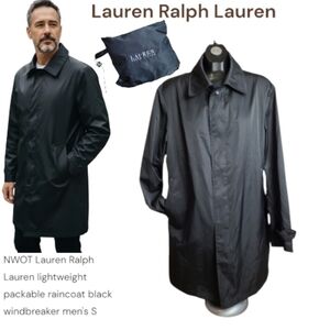 Lauren Ralph Lauren Men's lightweight packable raincoat black windbreaker S